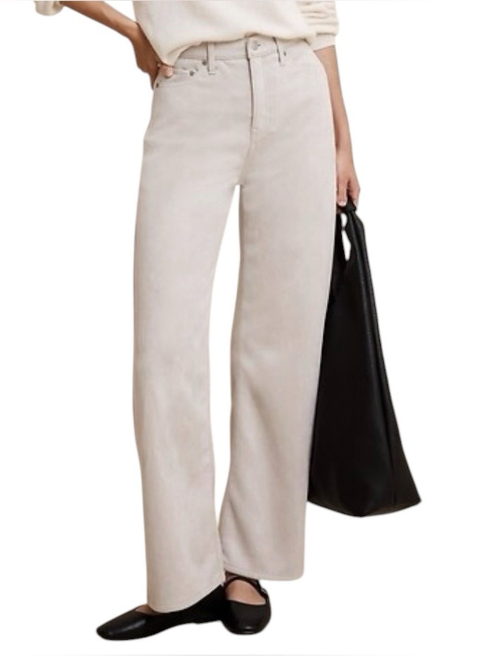 BANANA REPUBLIC Ultra High Rise Wide Leg Bone Color Vegan Suede NEW Pants 12